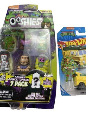 Ninja Turtles Ooshies & Hot Wheels Car – New, Collectible Set
